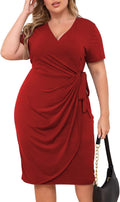 Plus Size Dresses for Curvy Women Midi Wrap Dress - Flattering Summer