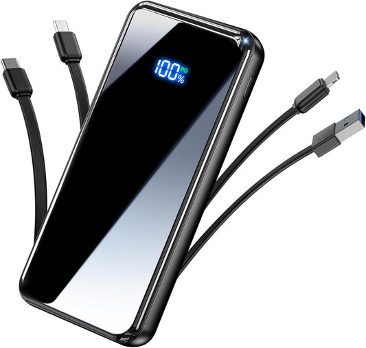 Portable Charger 50000mAh Power Bank with Built-in Cables