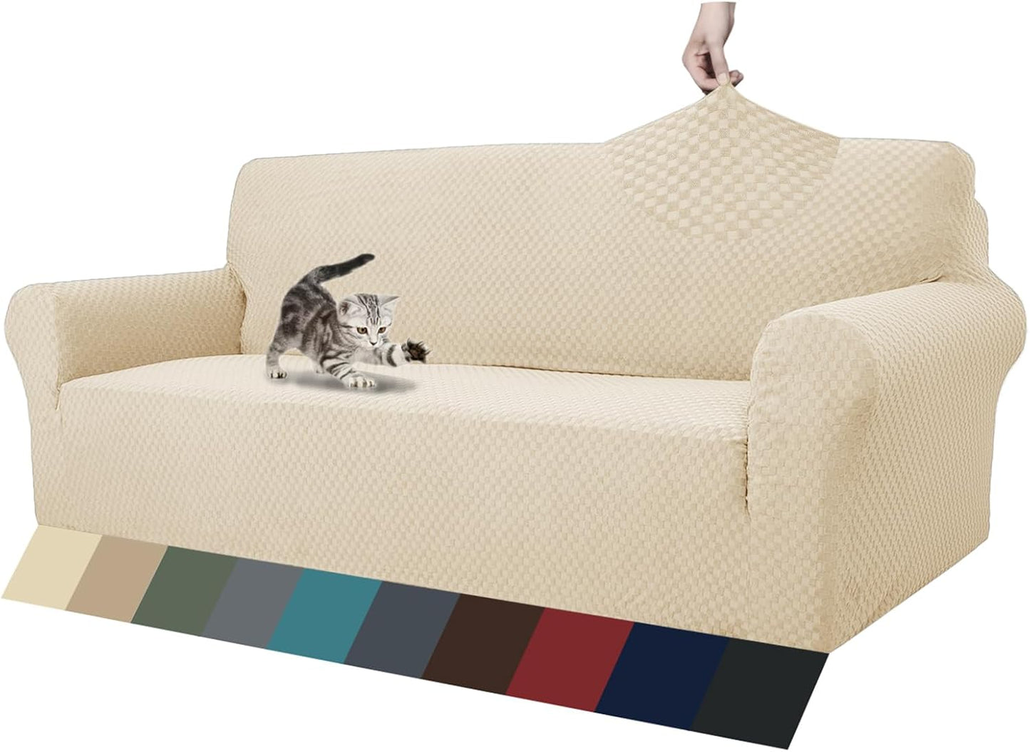 High Stretch Jacquard Couch Covers for 3 Cushion Sofa Protection