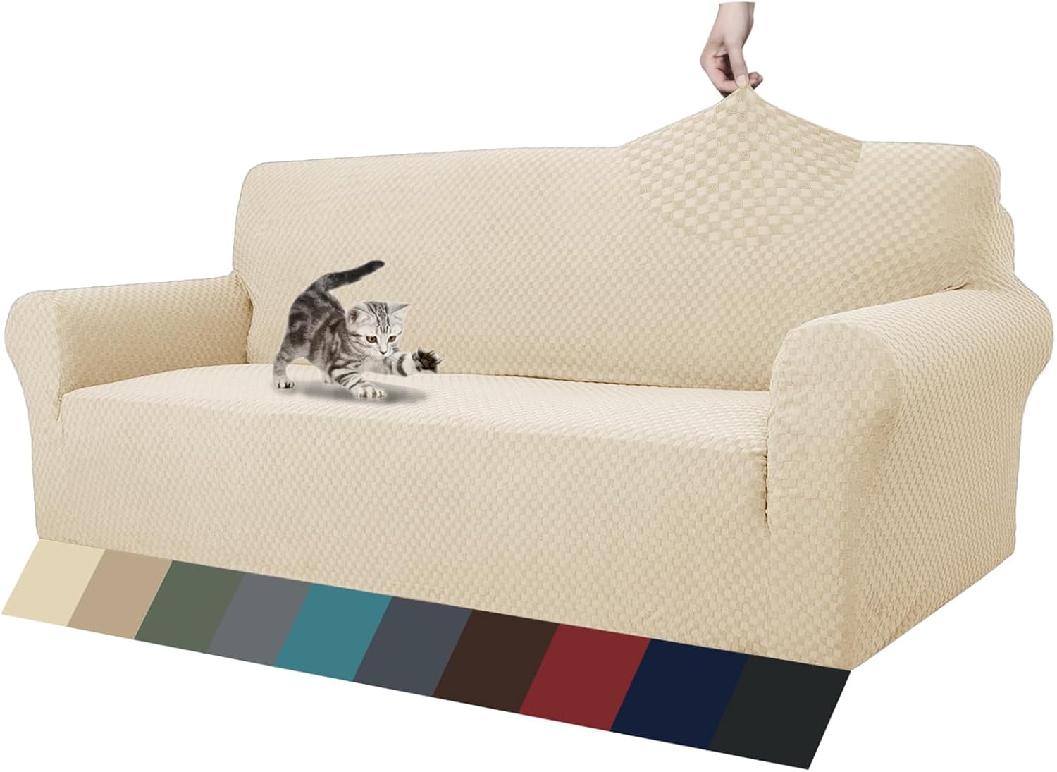 High Stretch Jacquard Couch Covers for 3 Cushion Sofa Protection