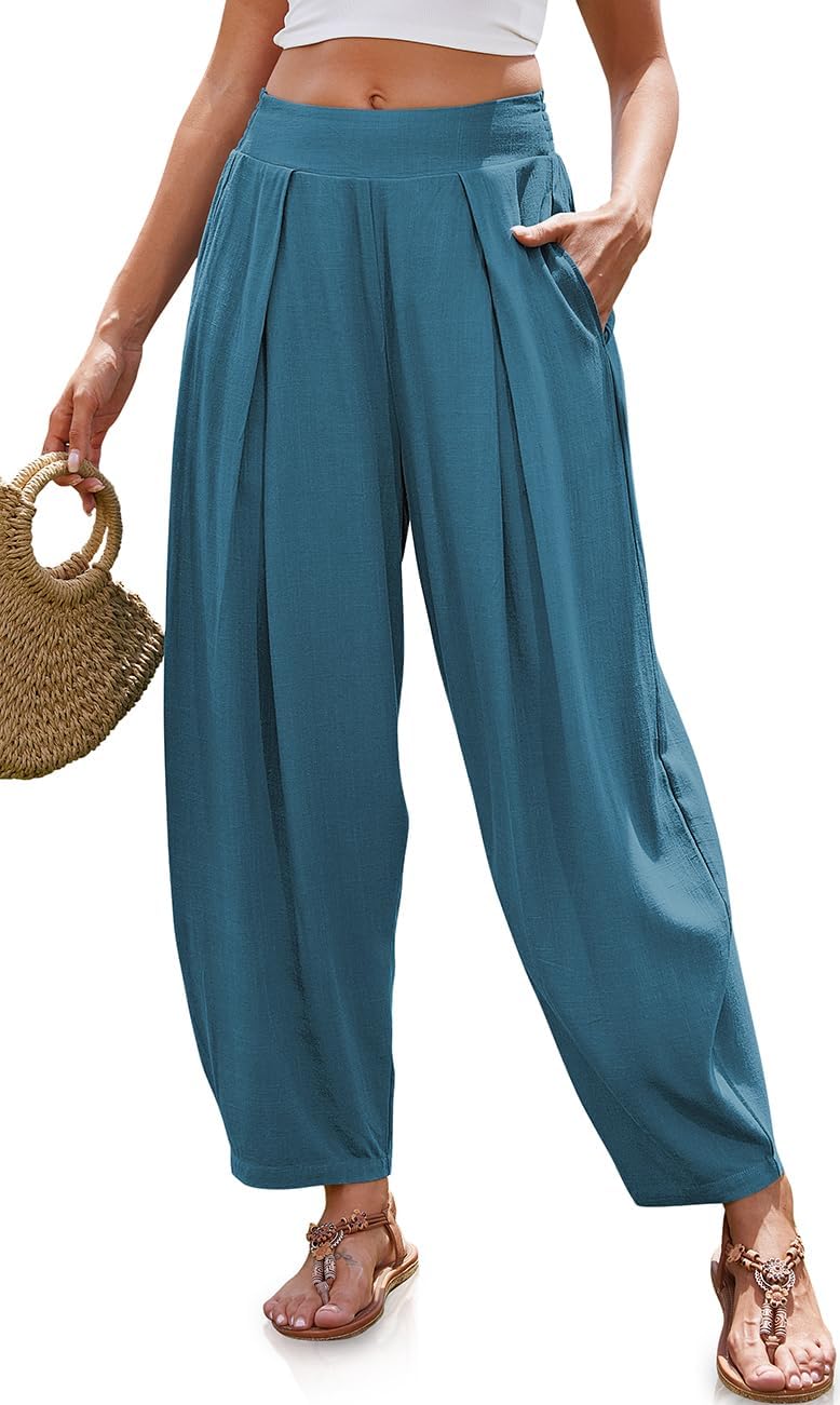 Linen Harem Pants for Women - Boho Style Casual Trousers