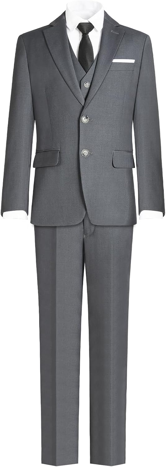 Boys' Formal Slim Fit Suit Set with Adjustable Waist for Events