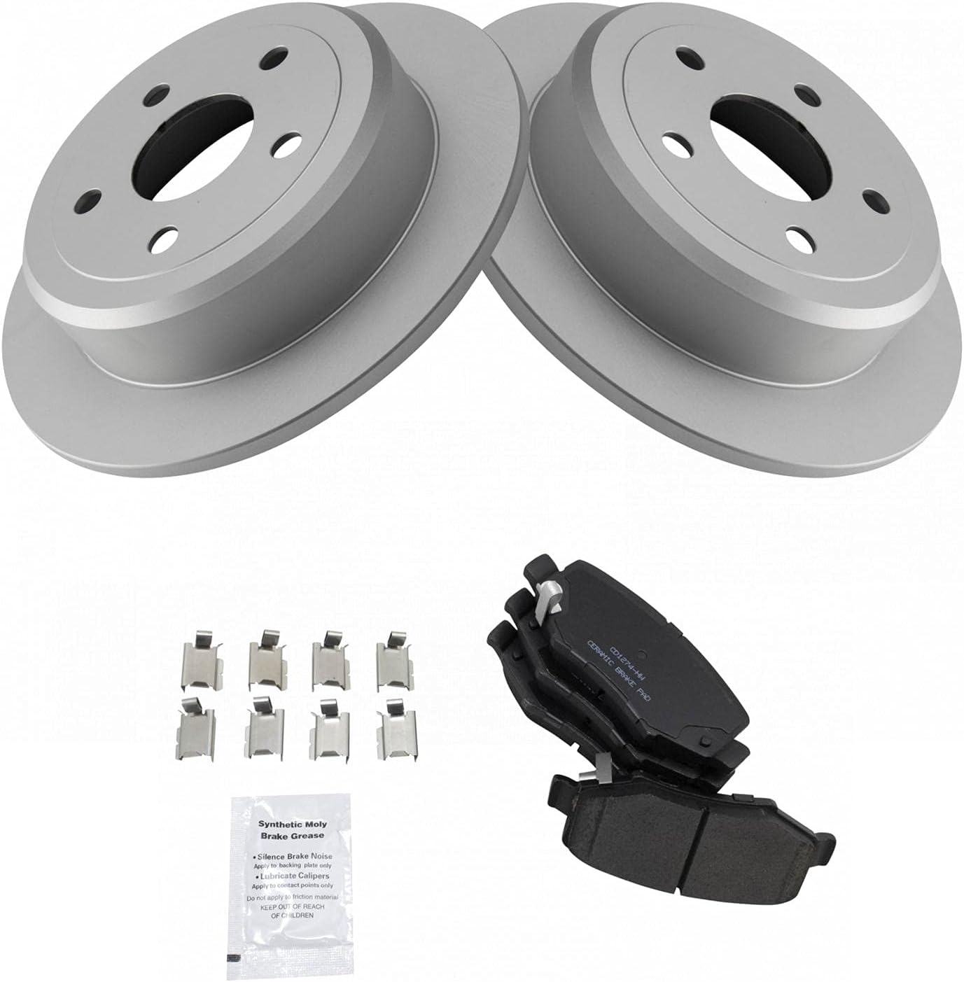 TRQ Rear Brake Pad & Rotor Kit for Jeep Wrangler 2007-2018