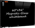 Glass Dry Erase Black Board 60in x 36in - Frameless Magnetic Glass