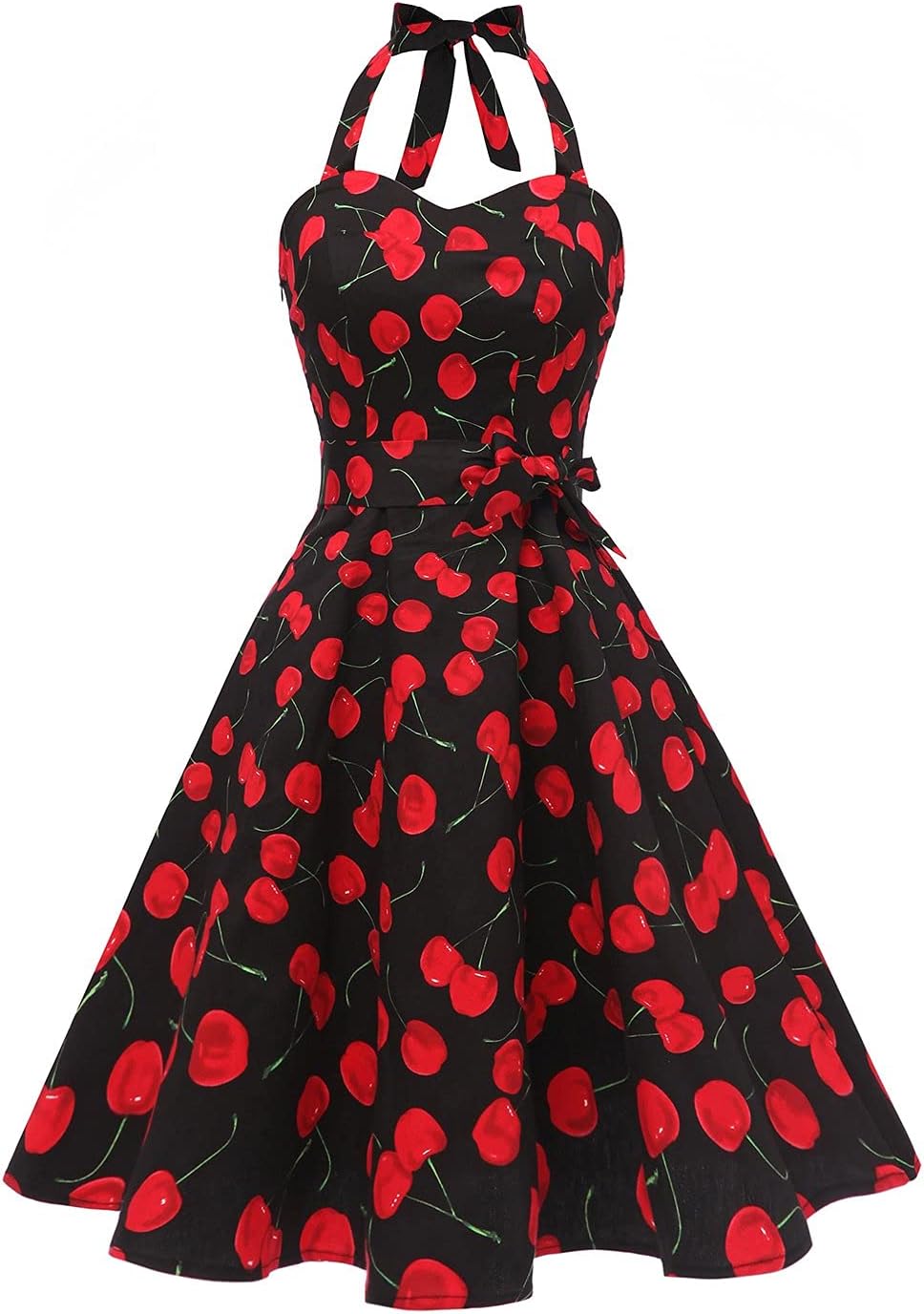 Vintage Polka Audrey Dress 1950s Halter Retro Cocktail Dress
