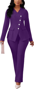 Pant Suits for Women Dressy Long Sleeve Blazer Jackets and Wide Leg 5%