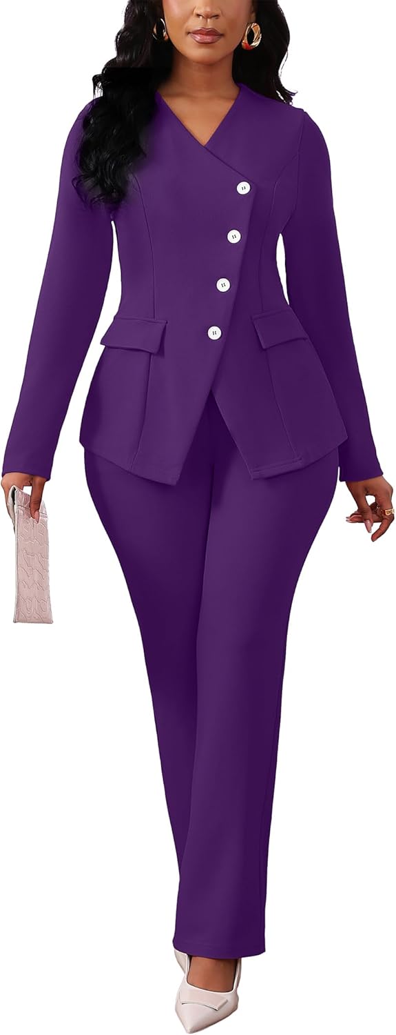 Stylish Pant Suits for Women with Blazer and Wide Leg Pants