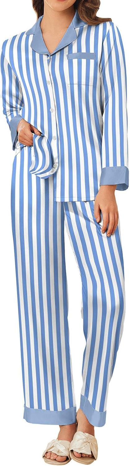 Ekouaer Silk Pajamas for Women Long Sleeve Satin Pajama Set