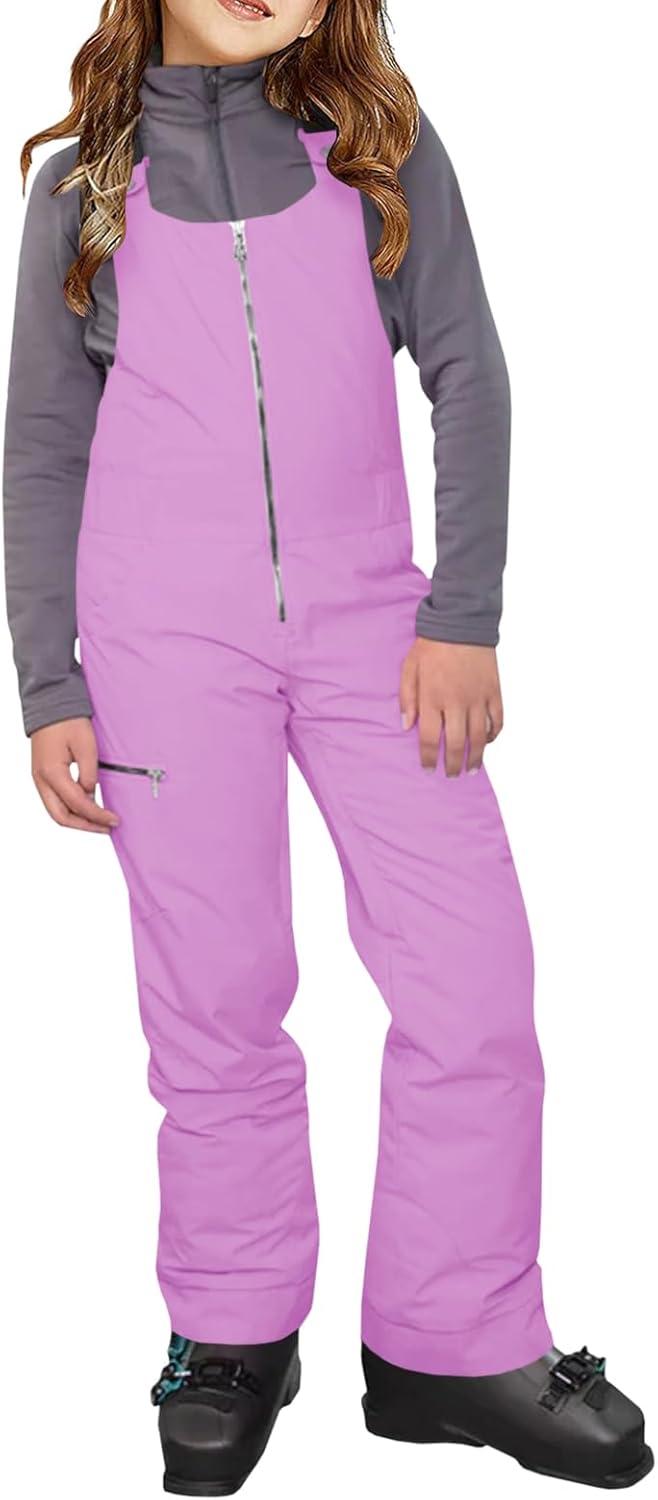 Haloumoning Kids Snow Bibs for Girls - Waterproof Insulated Pants
