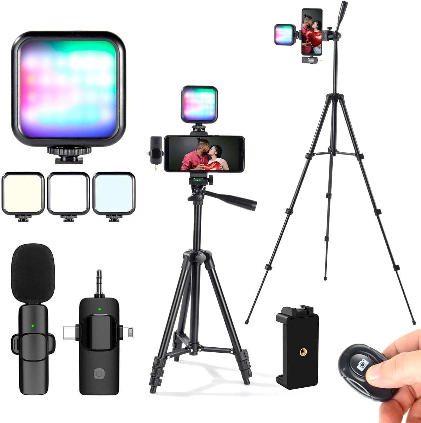 Vlogging Kit for iPhone and Android with Tripod and Microphone