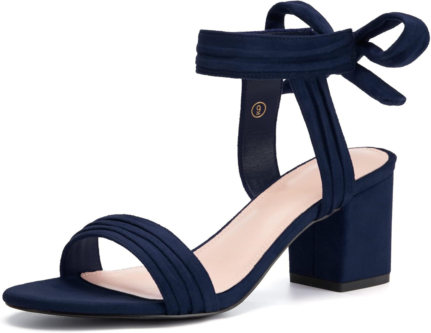 Coutgo Womens Open Toe Ankle Tie Back Chunky Heels Sandals
