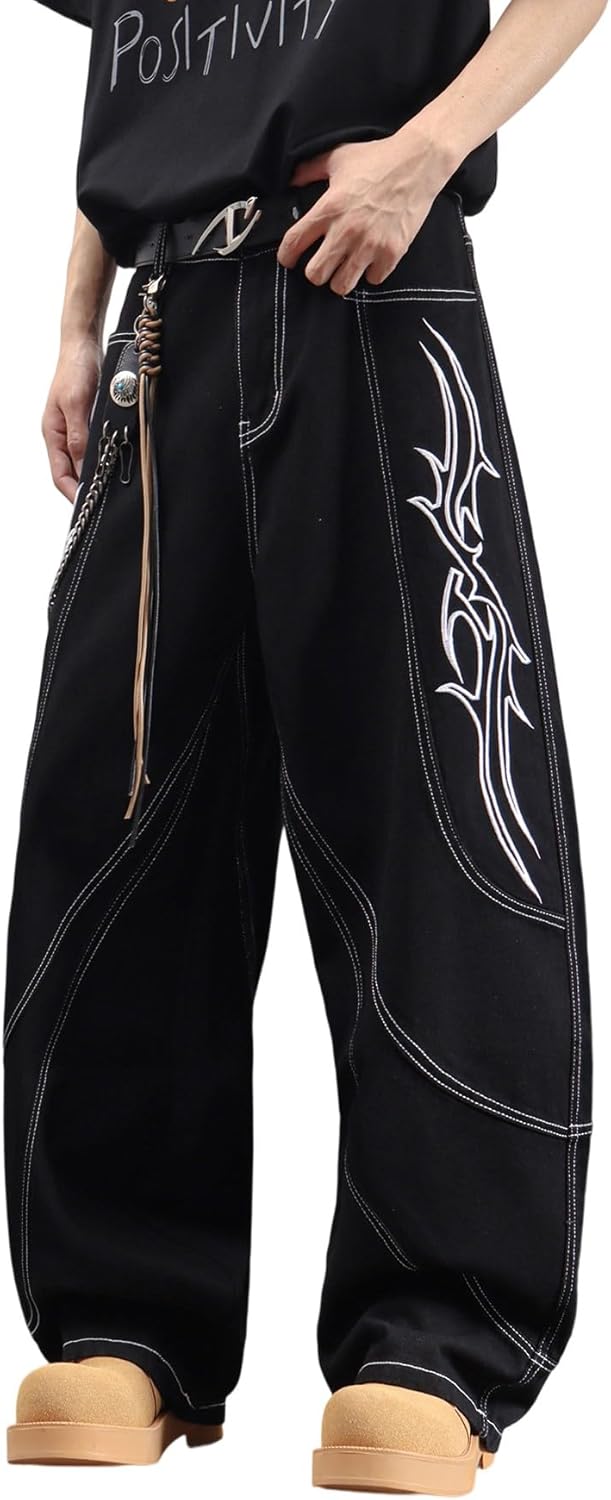 Men's Hip-hop Embroidered Baggy Jeans for Ultimate Comfort