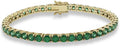 Sterling Silver Tennis Bracelet with Green Round CZ - Timeless Sparkle