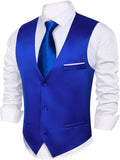 Barry.Wang Men's Dress Vest V-neck 3-Button Slim Fit - Versatile