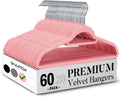 Smartor Pink Velvet Hangers 60 Pack - Space Saving Non-Slip
