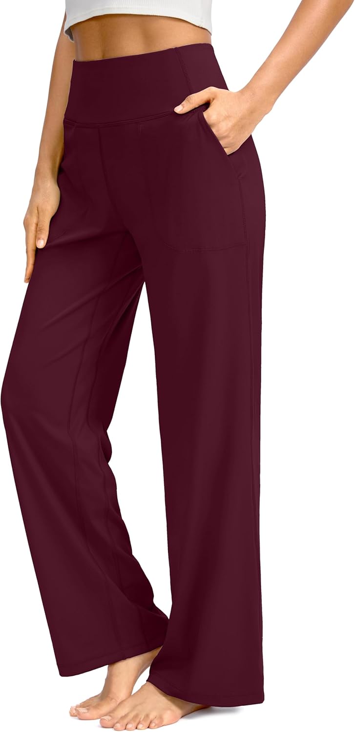 Soothfeel Wide Leg Pants for Women - High Waist Stretch Yoga