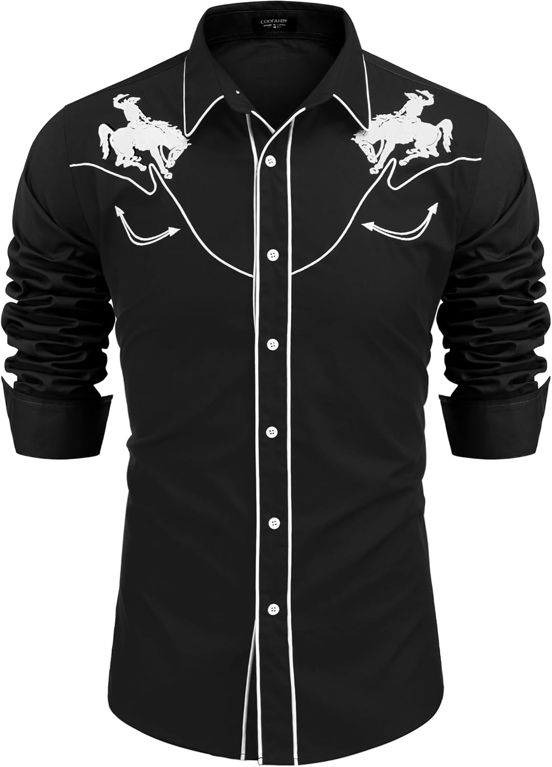COOFANDY Men's Western Shirts Long Sleeve Cowboy Casual Style