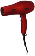 Conair 1875 Watt Velvet Touch Hair Dryer, Red - Powerful Everyday
