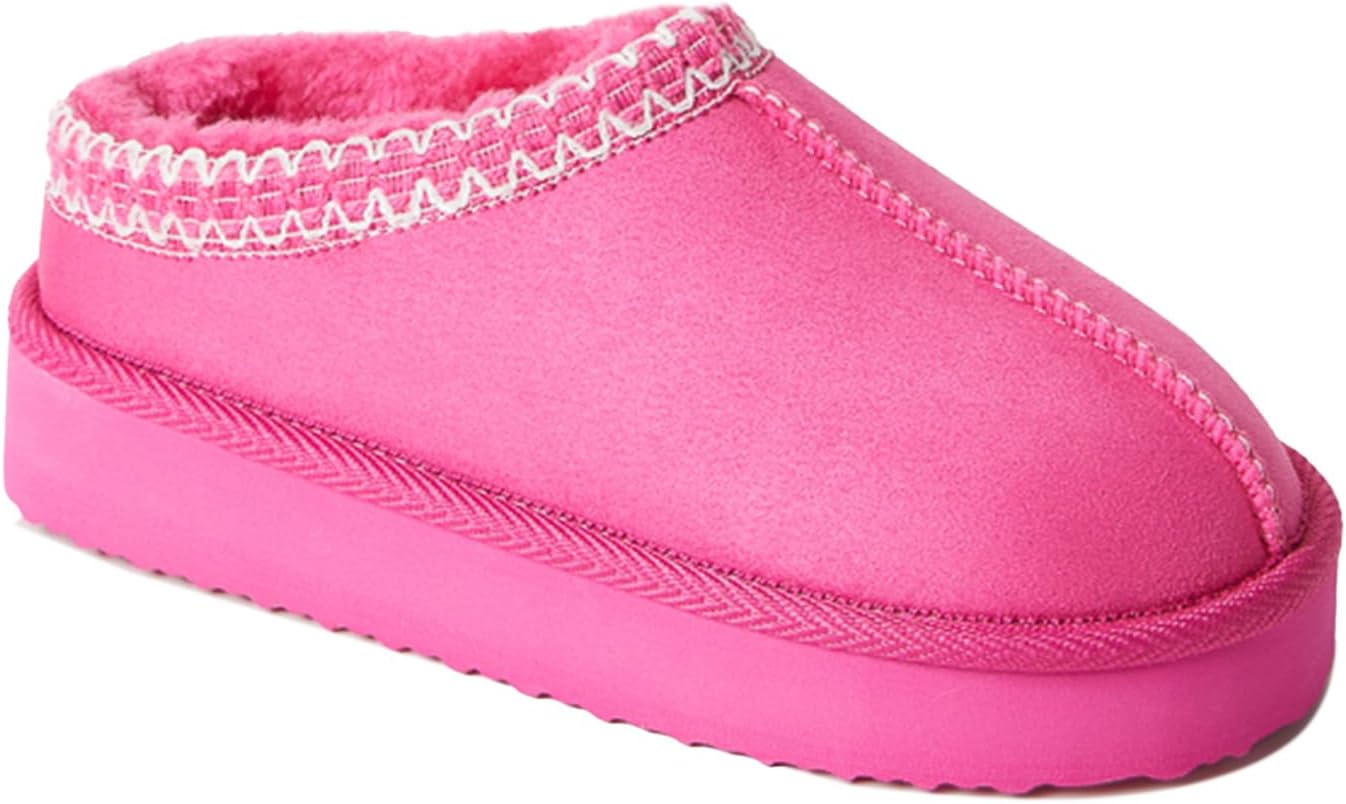 FabKids Girls Platform Fuzzy Slippers for Cozy Winter Wear