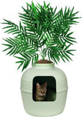 Hidden Cat Litter Box Planter with Faux Plant - Odor Control