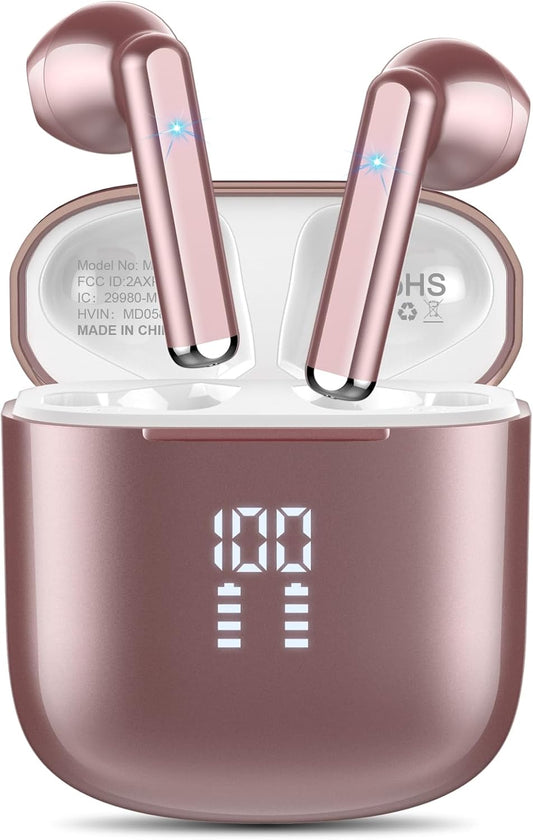 Wireless Earbuds with Clear Call & Noise Cancelling - Rose Gold