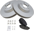 TRQ Front Ceramic Brake Pad & Coated Rotor Kit - Complete Front Disc