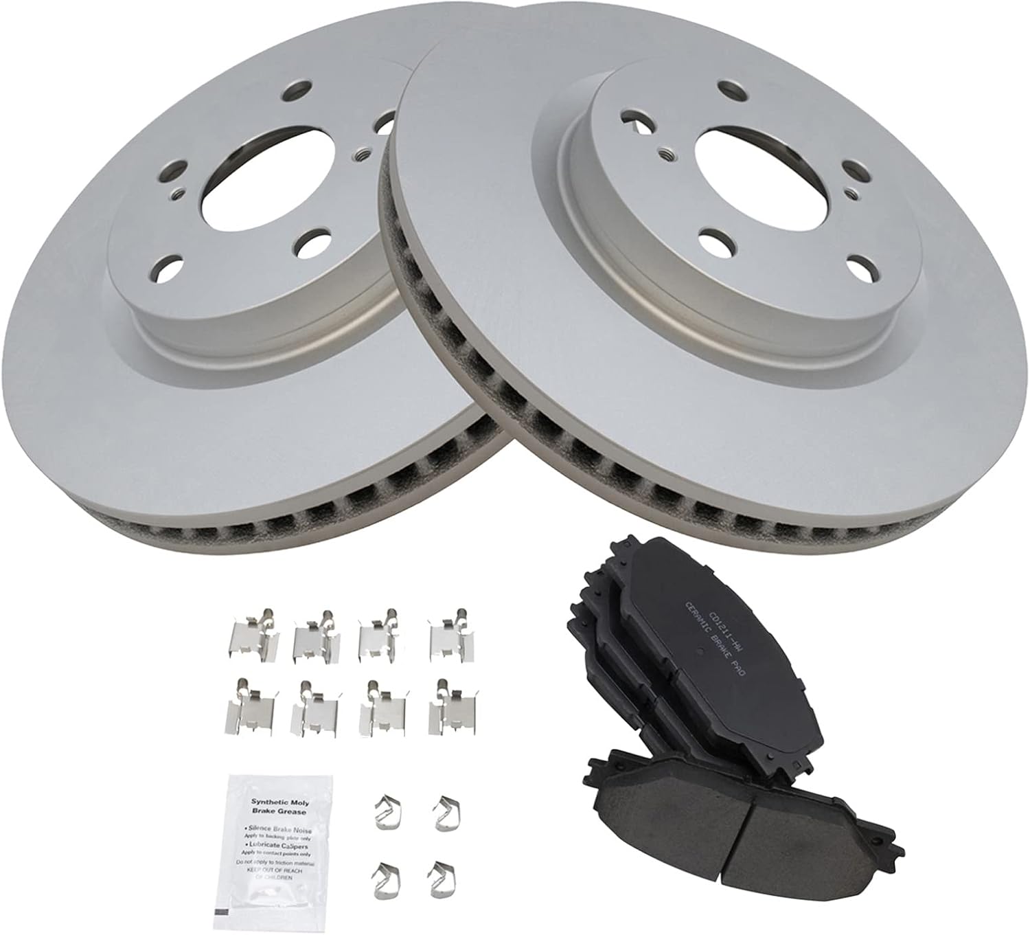 TRQ Front Ceramic Brake Pad Kit & Coated Rotor Pair for Vibe