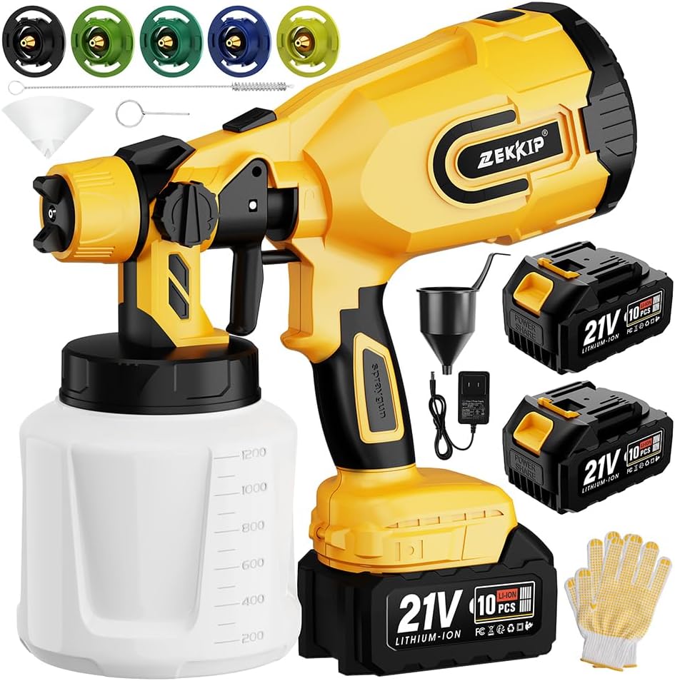 Zekkip Cordless Paint Sprayer Gun with Battery and Nozzles