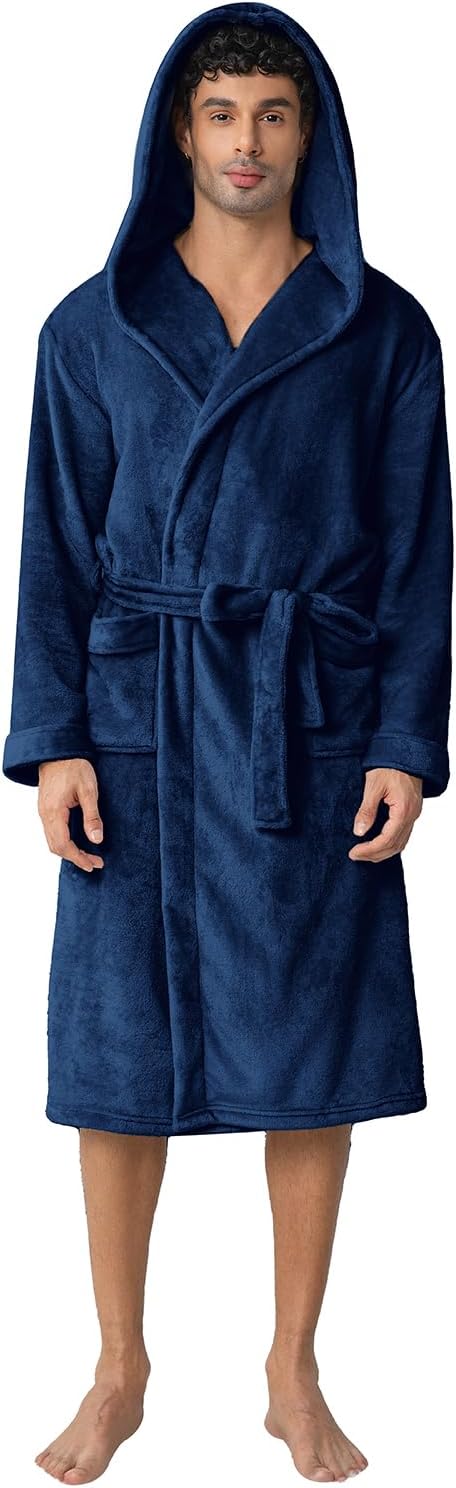 Men's Hooded Fleece Bathrobe for Ultimate Comfort and Warmth
