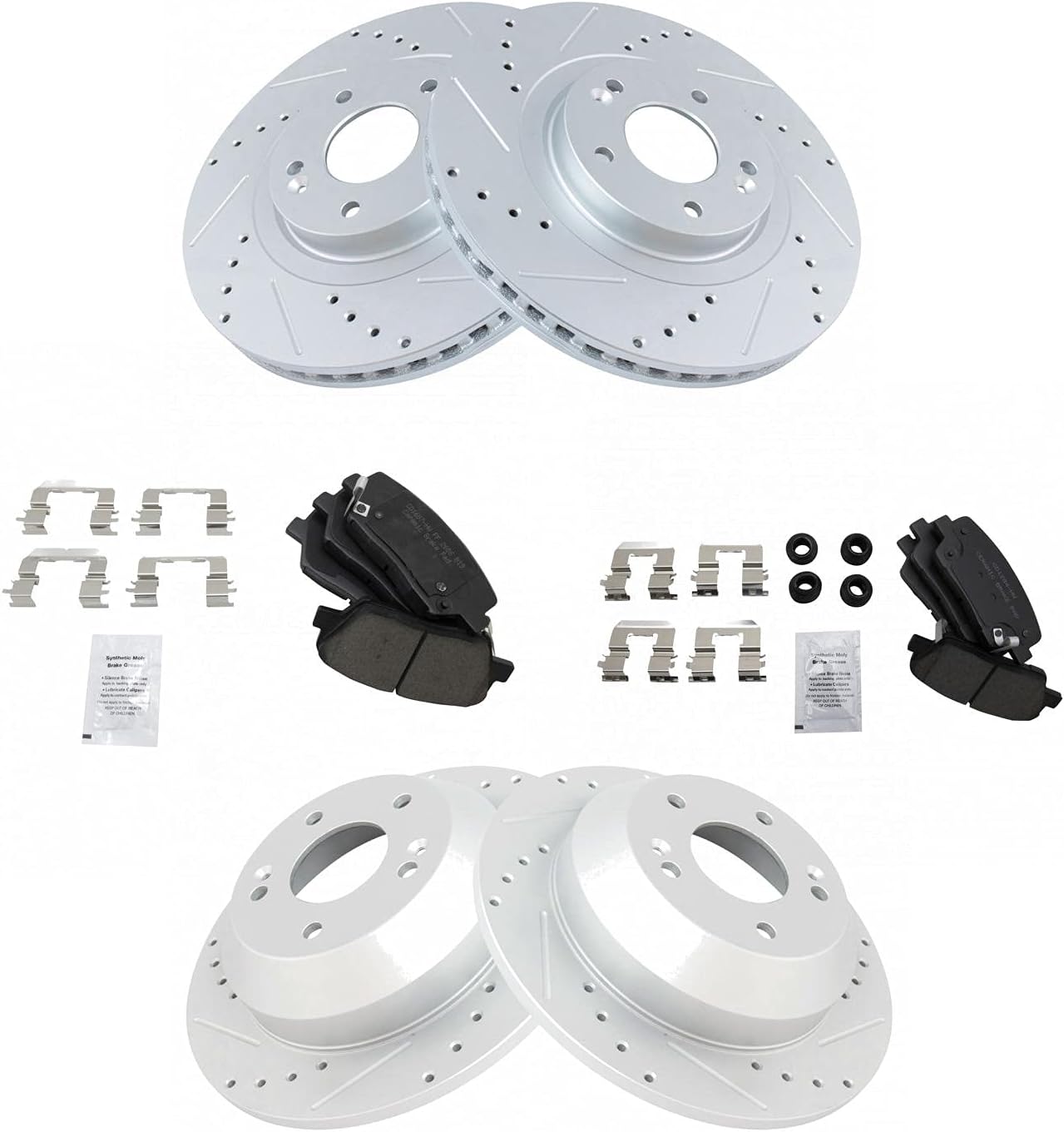 TRQ Performance Brake Pad & Rotor Kit for Hyundai & Kia Vehicles