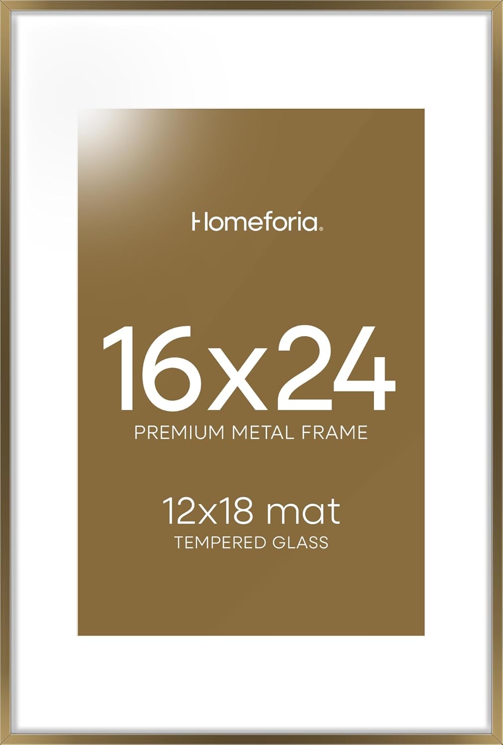 High End Metal 16x24 Brass Picture Frames with Mat for Photos