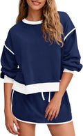 Womens 2 Piece Sweatsuit Set Crewneck and High Waist Skort - Comfort