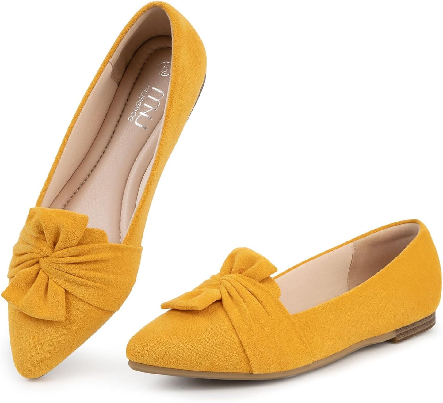 MUSSHOE Women's Dressy Pointed Toe Bowknot Ballet Flats Shoes