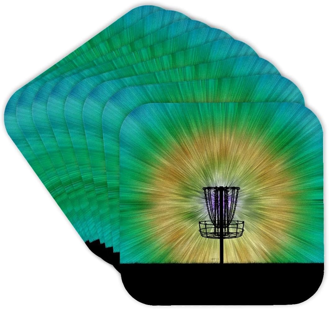 Vibrant Tie Dye Disc Golf Coasters x8