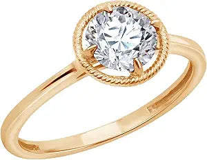 10k Gold Imported Crystal March Birthstone Ring for Elegance