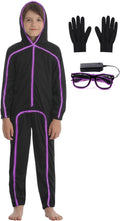 Stick Figure Kids Glow Jumpsuit with Light Up Glasses - Unisex