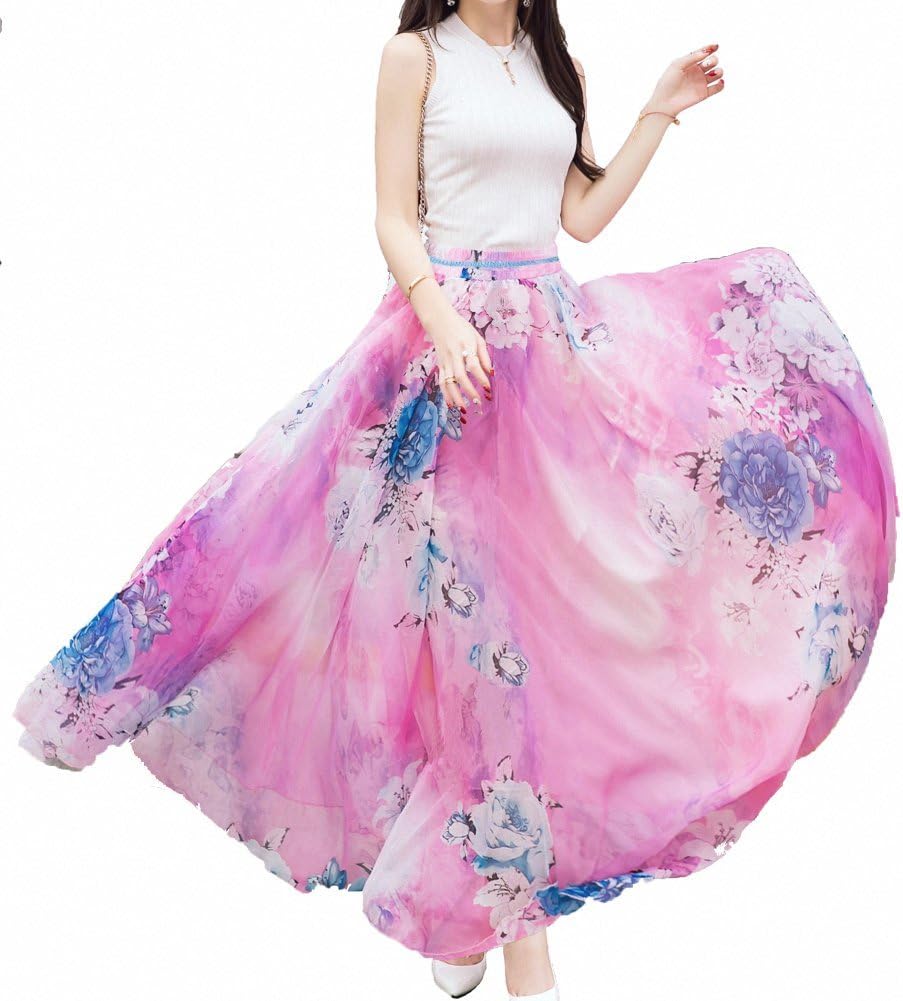 Afibi Women Full Length Chiffon Maxi Skirt for Beach Wear
