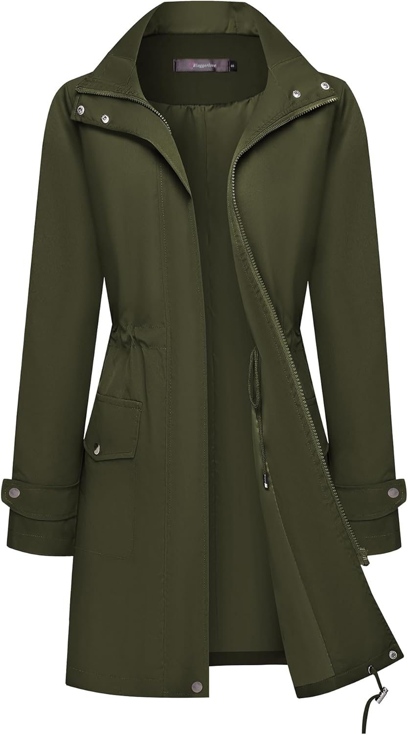 Bloggerlove Waterproof Rain Jacket for Women Lightweight Windbreaker