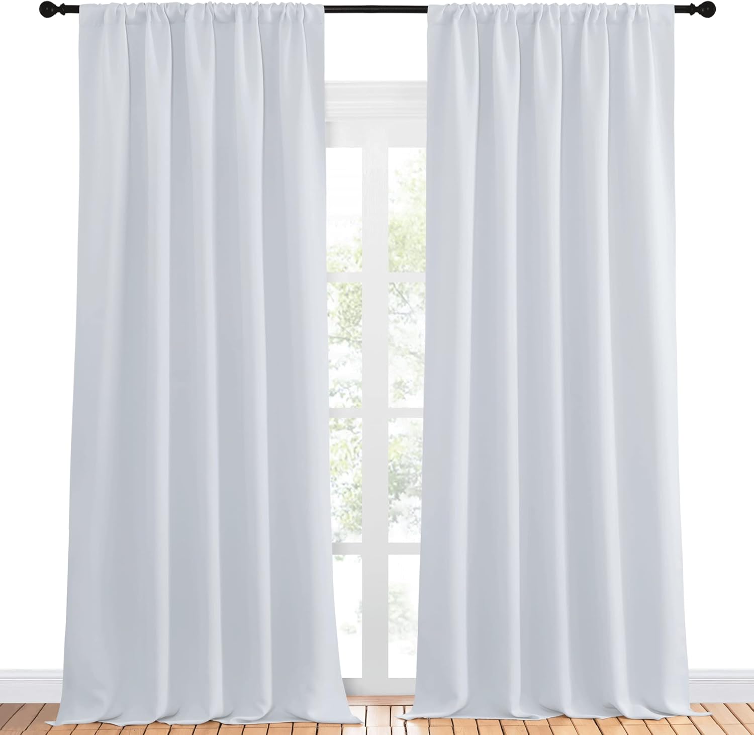 NICETOWN Greyish White Bedroom Curtain Panels for Room Darkening