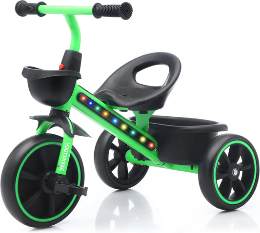 Kids Tricycle with Colorful LED Lights for Fun Indoor Outdoor Ride
