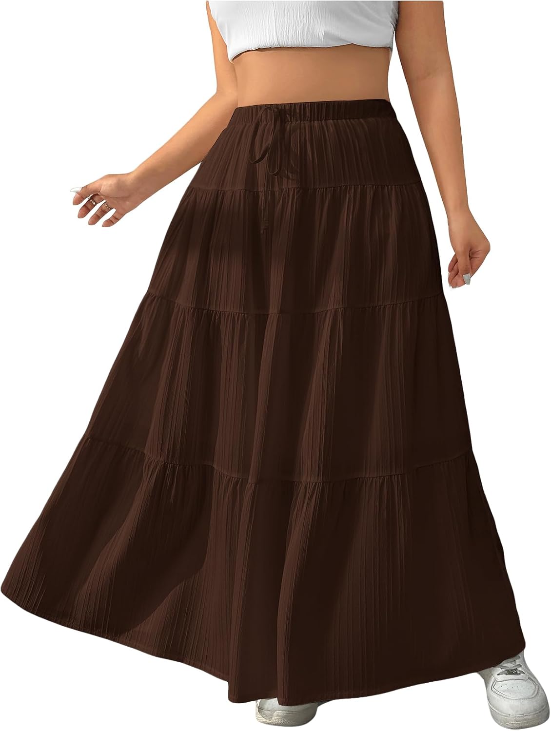 Verdusa Women's Boho Skirt Flowy Flared Ruffle Maxi Skirt