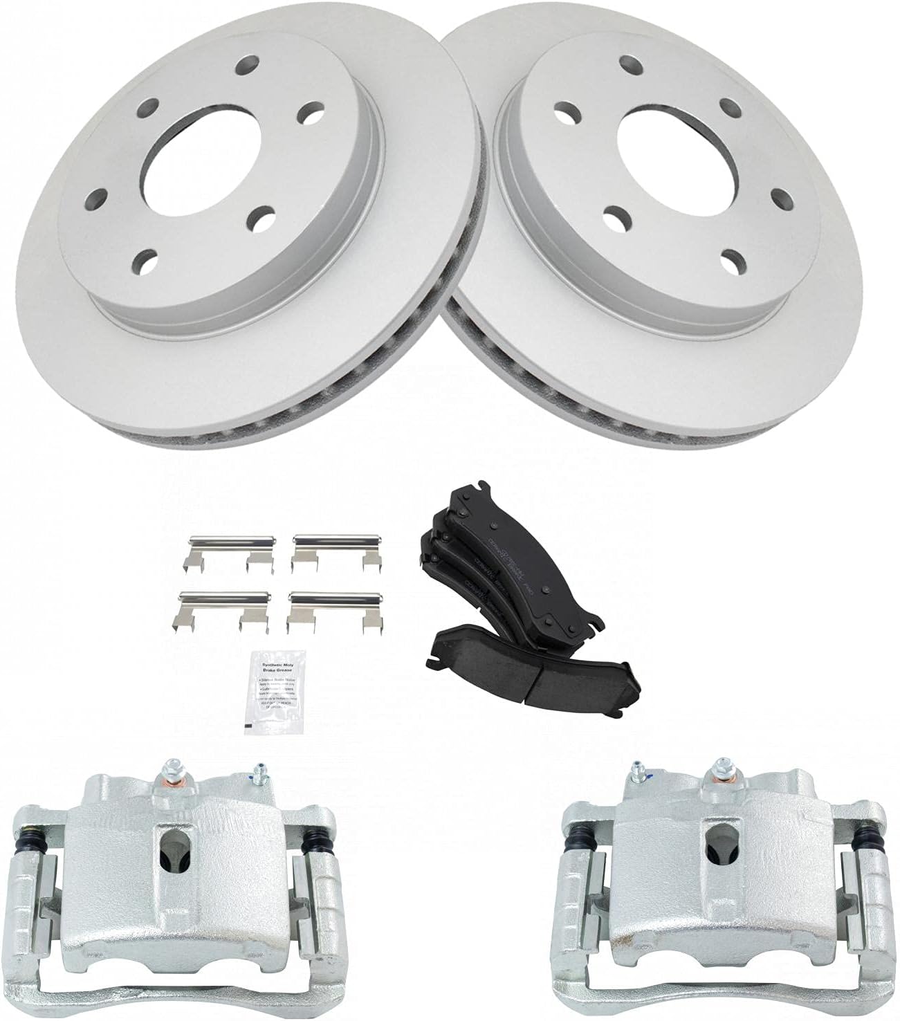TRQ Front Ceramic Pads G-Coated Rotors & Calipers Kit for GM