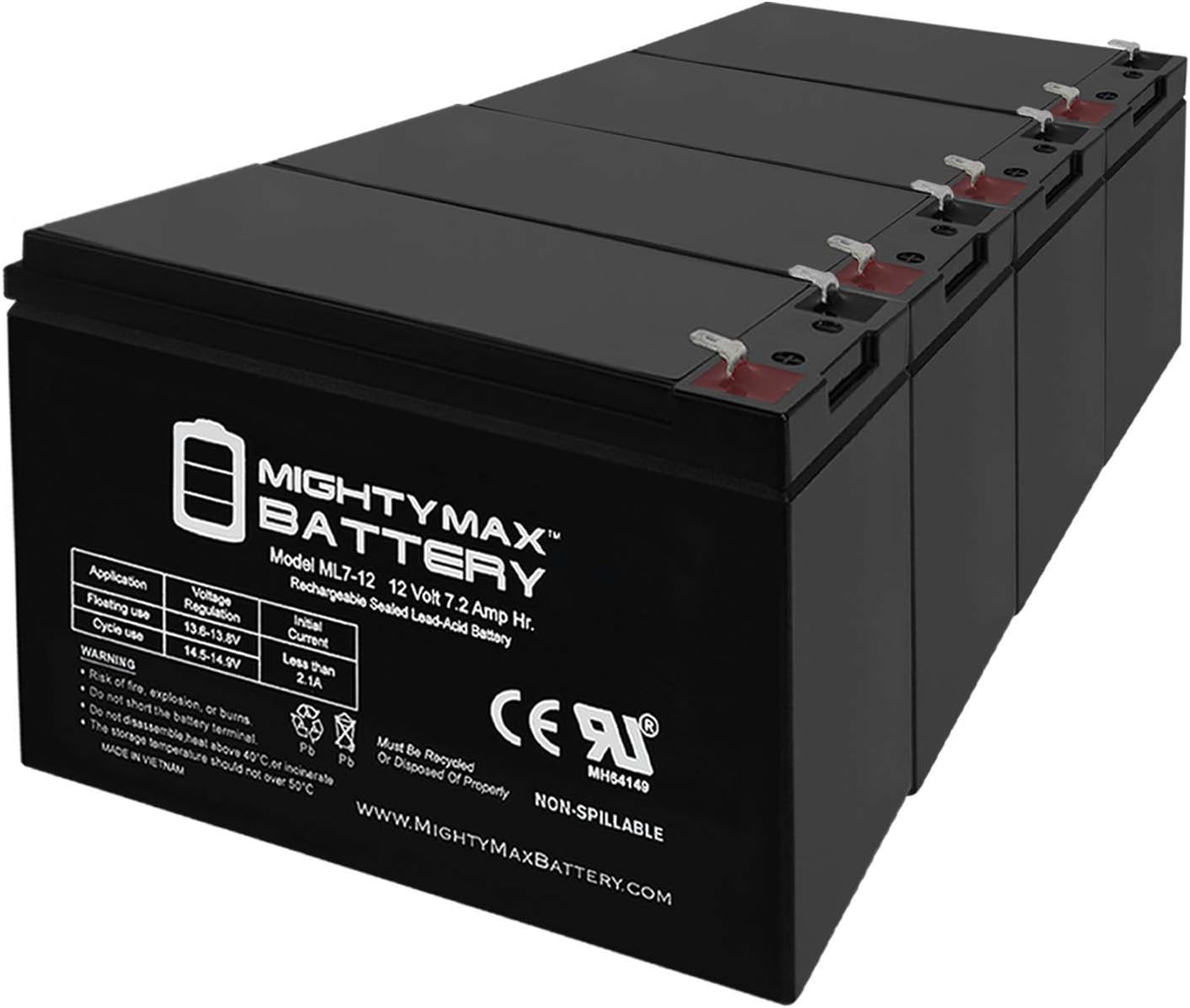 Mighty Max Battery 12V 7AH SLA Battery Pack of 4 for Versatile Use