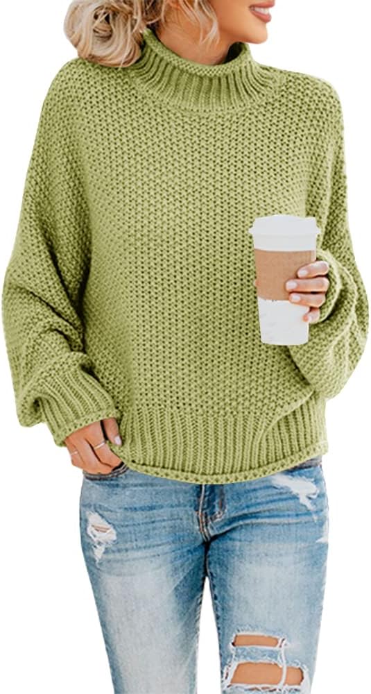 Oversized Turtleneck Sweater for Women - Cozy Knit Pullover