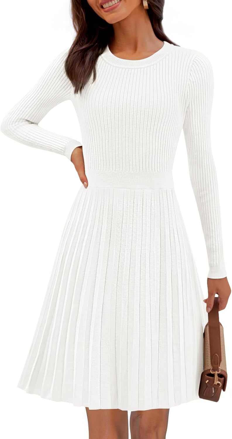Stylish MEROKEETY Women's Long Sleeve Mini Sweater Dress