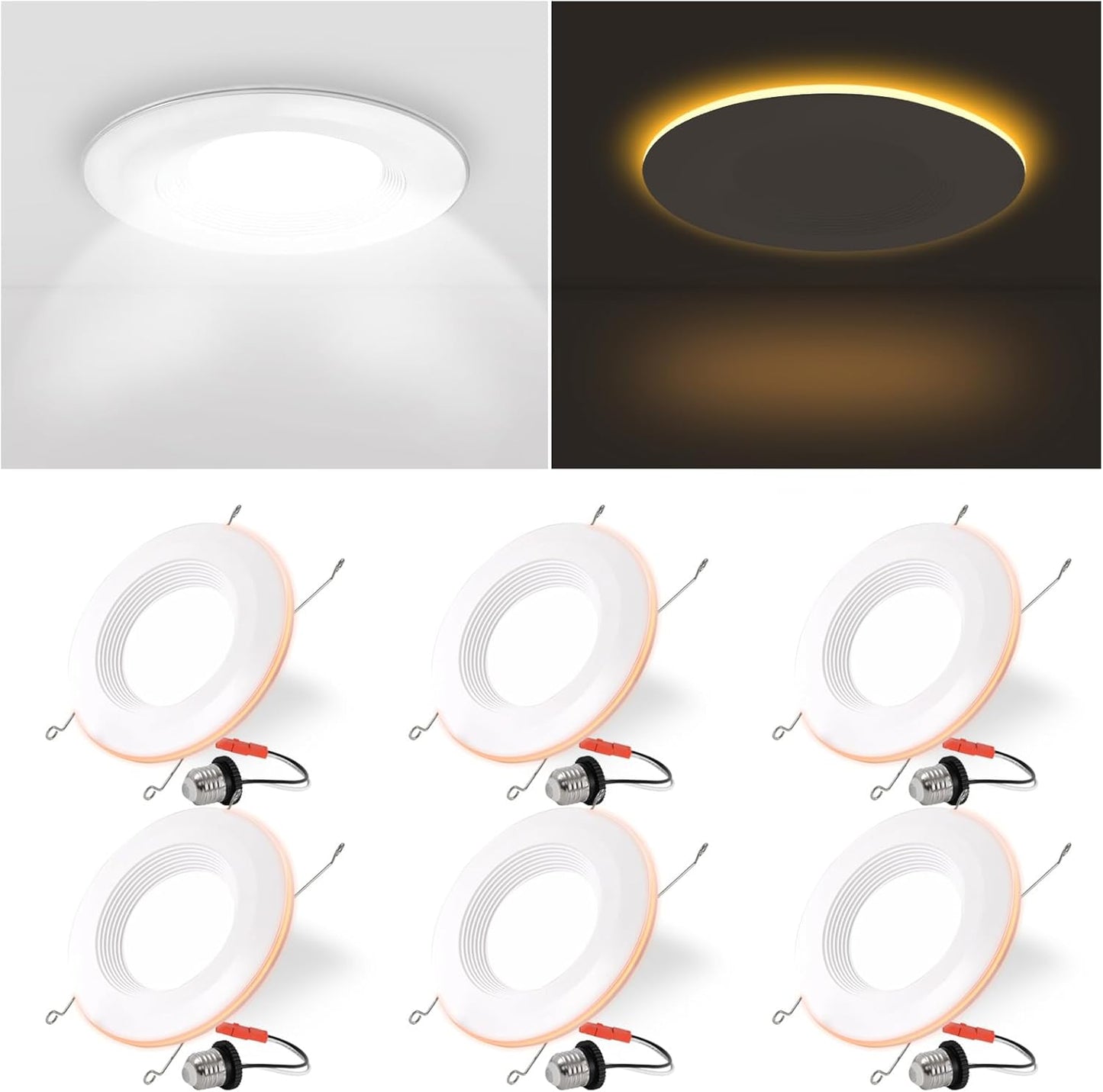6 Inch LED Recessed Lighting with Night Light Feature for Home