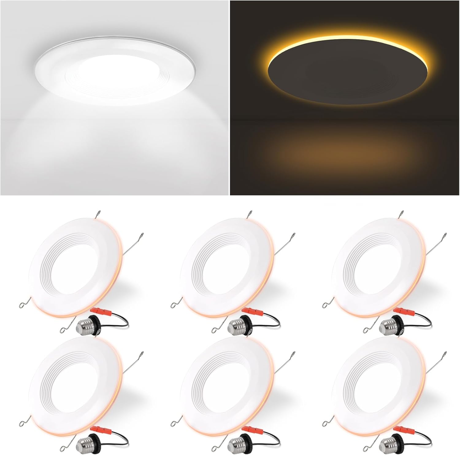 6 Inch LED Recessed Lighting with Night Light Feature for Home