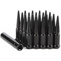 1/2-20 Spike Lug Nuts Black 20pcs - Tall Spline Locking Set