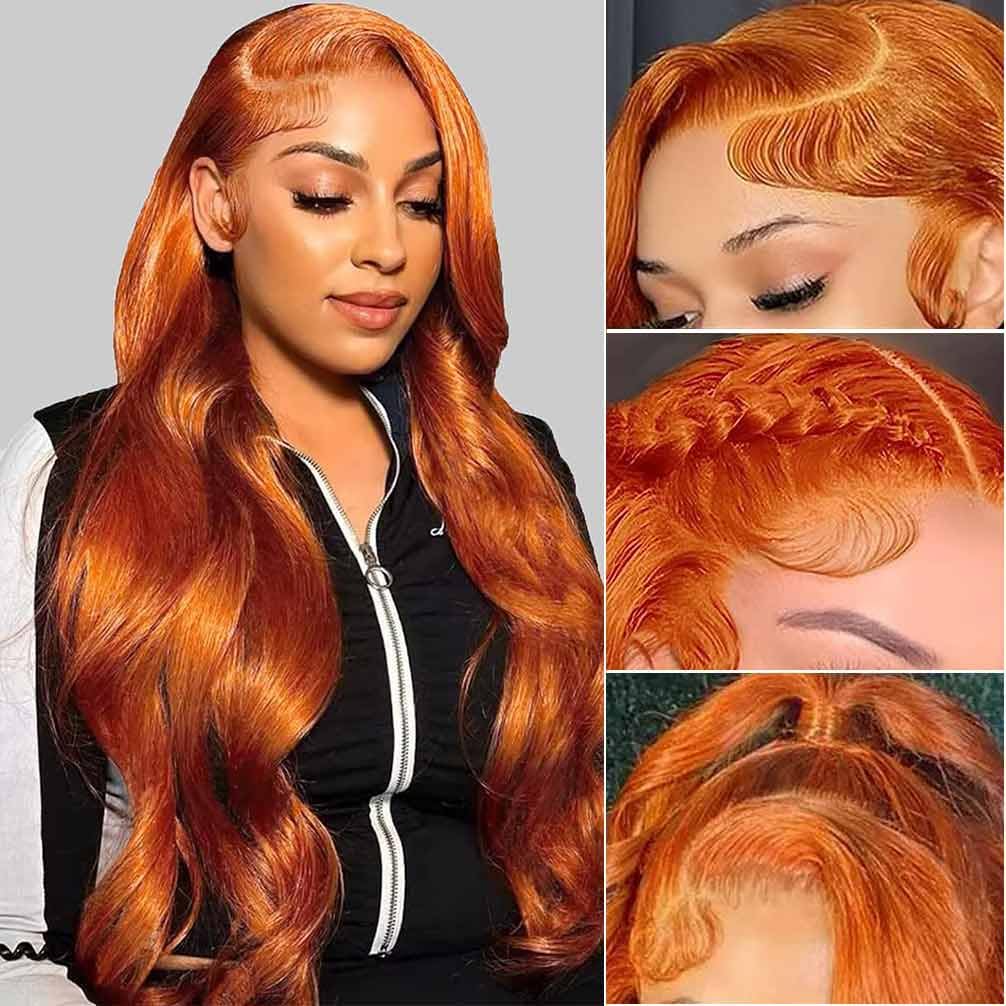 13X4 Orange Ginger Lace Front Wigs for Black Women - 32 Inch