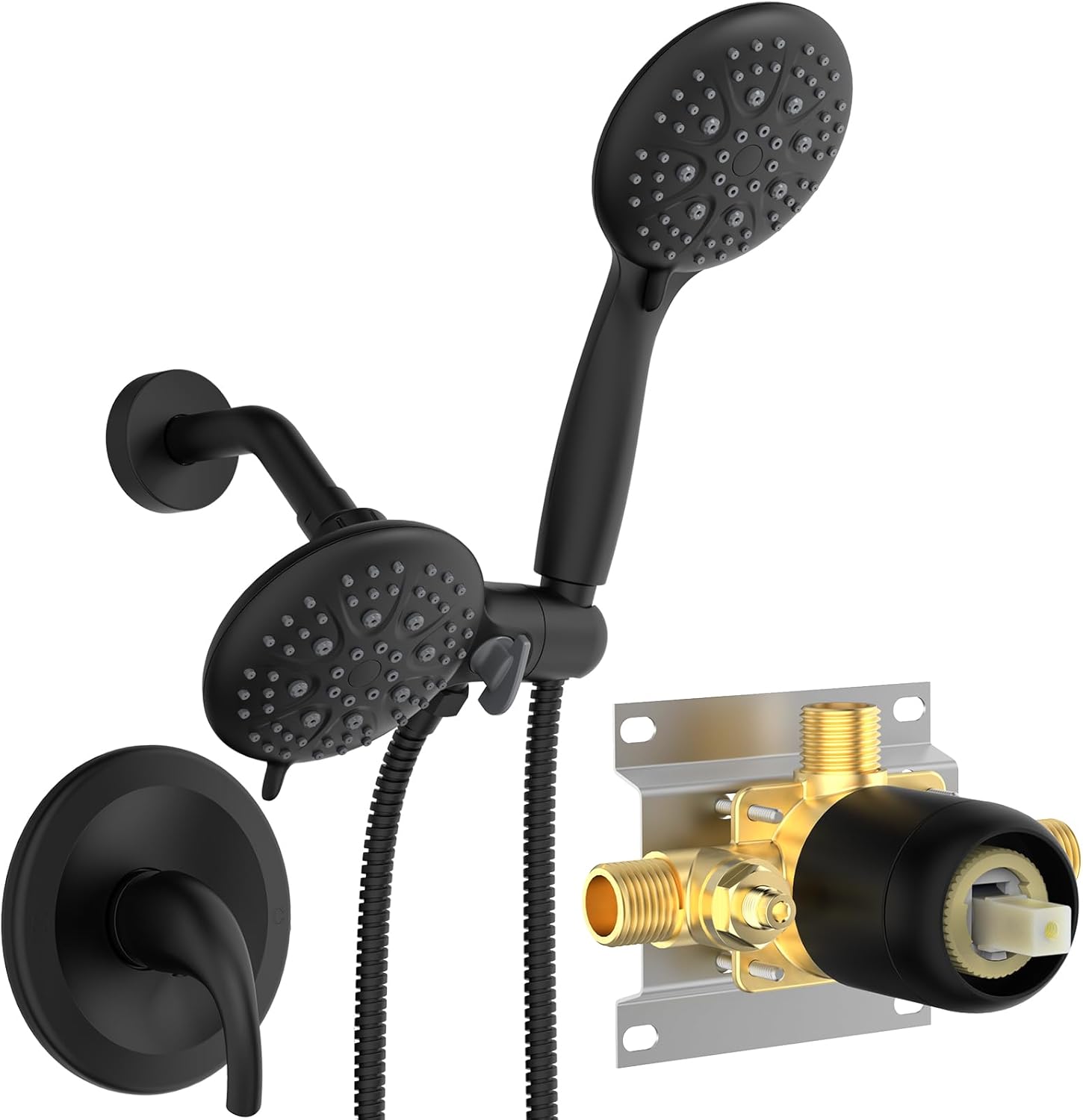 SR SUN RISE 6-Spray Shower Faucet Combo with Matte Black Finish